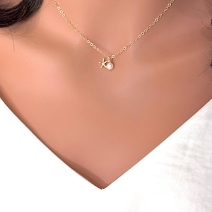 Gold Starfish Neckalce - 14k gold Fill Sea Charm Neckalce - sand dollar Necklace - Shell Pendent - beach wedding Gift - summer necklace