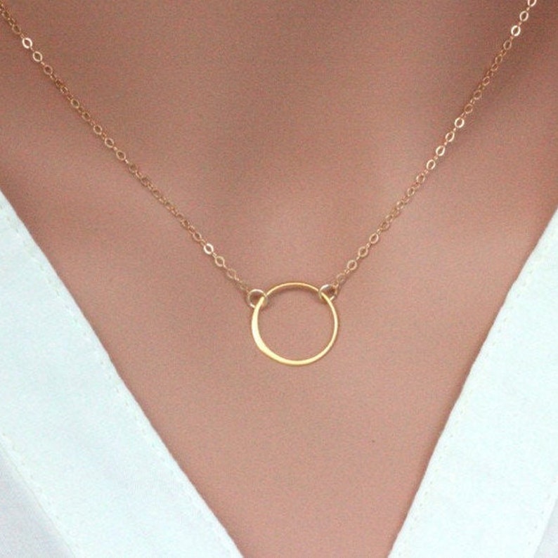 Gold Circle Necklace Eternity Necklace Hoop Necklace Etsy