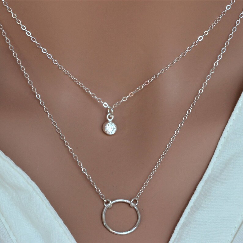 Circle Choker Layered Necklace Open Circle Necklace Choker Etsy