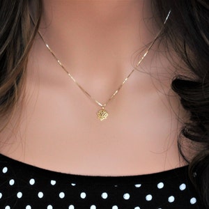 14k Gold Lotus Necklace, image 8