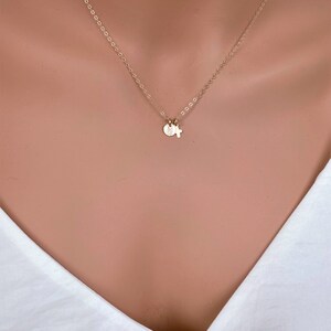 14k solid gold Tiny Initial and Tiny Cross, Super tiny initial with Cross, Solid Gold Chain, Tiny Gold Cross and Tiny Initial in 14k Gold image 9