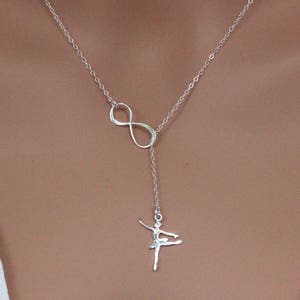 Ballerina dancer necklace in Sterling Silver Infinity Dancer Lariat Dancer Student Gift Ballerina Dancer gift Gift Graduation gift image 2