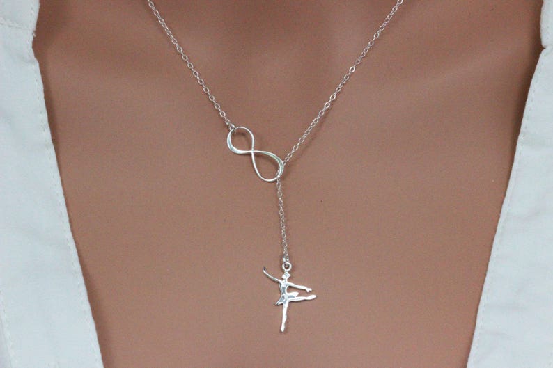 Ballerina dancer necklace in Sterling Silver Infinity Dancer Lariat Dancer Student Gift Ballerina Dancer gift Gift Graduation gift image 2