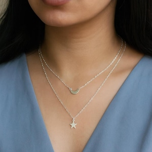 Moon Star Necklace Set, Moon and Star Necklace jewelry, Star moon necklace, Star and moon jewelry,Sterling silver/14k Gold Fill,Gift for her