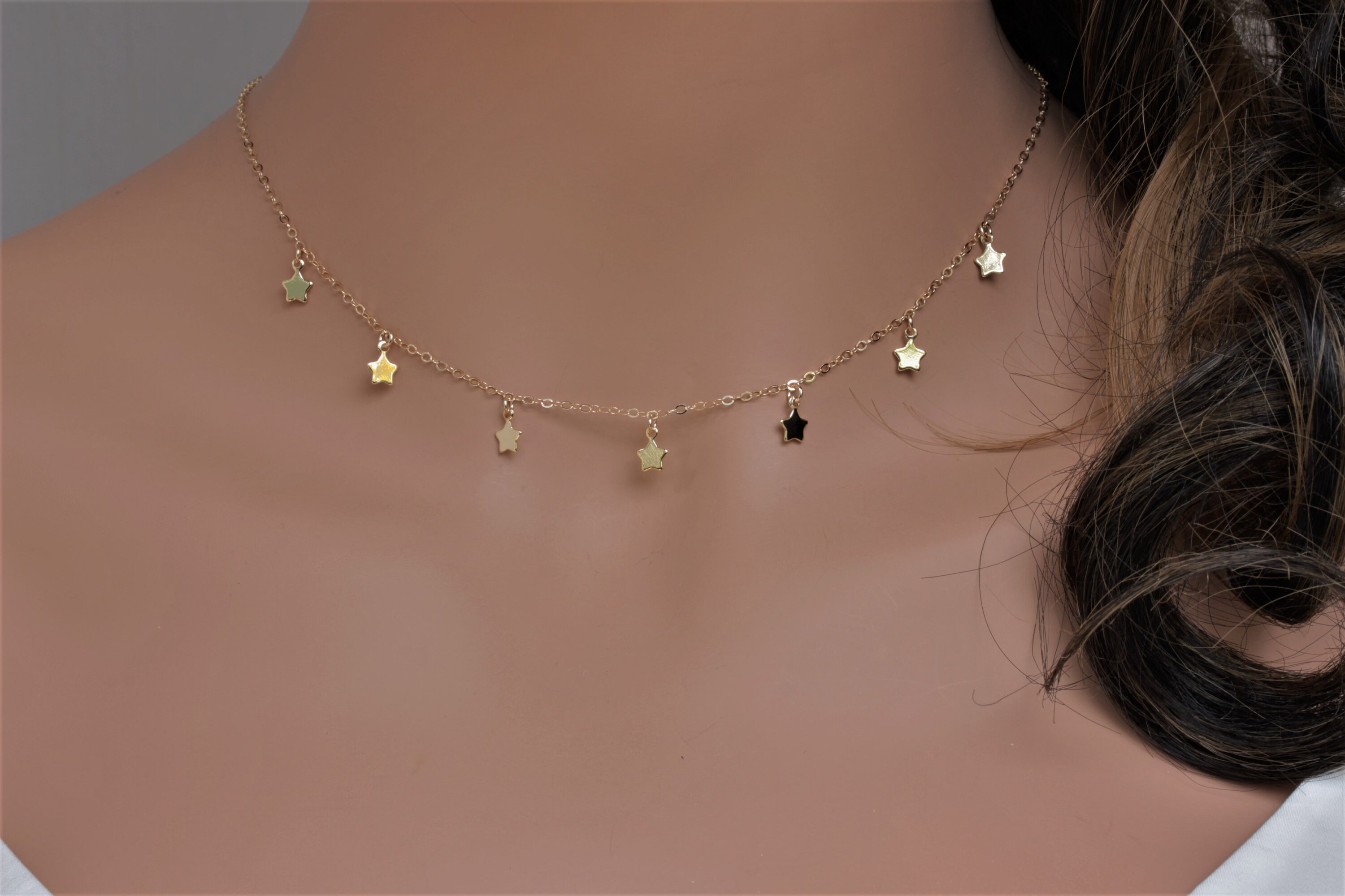 XHUUU Black Agate Beaded Necklace With Gold Star Charm - Copper Plated 14k Gold Crystal Necklace For Women, Healing Gemstone Jewelry - View #4