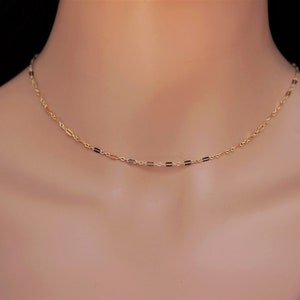 Gold Filled Lace Chain Choker: Delicate Dainty Necklace