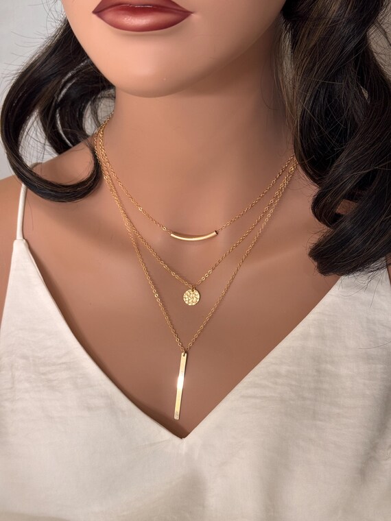 Gold layering necklace sets discount