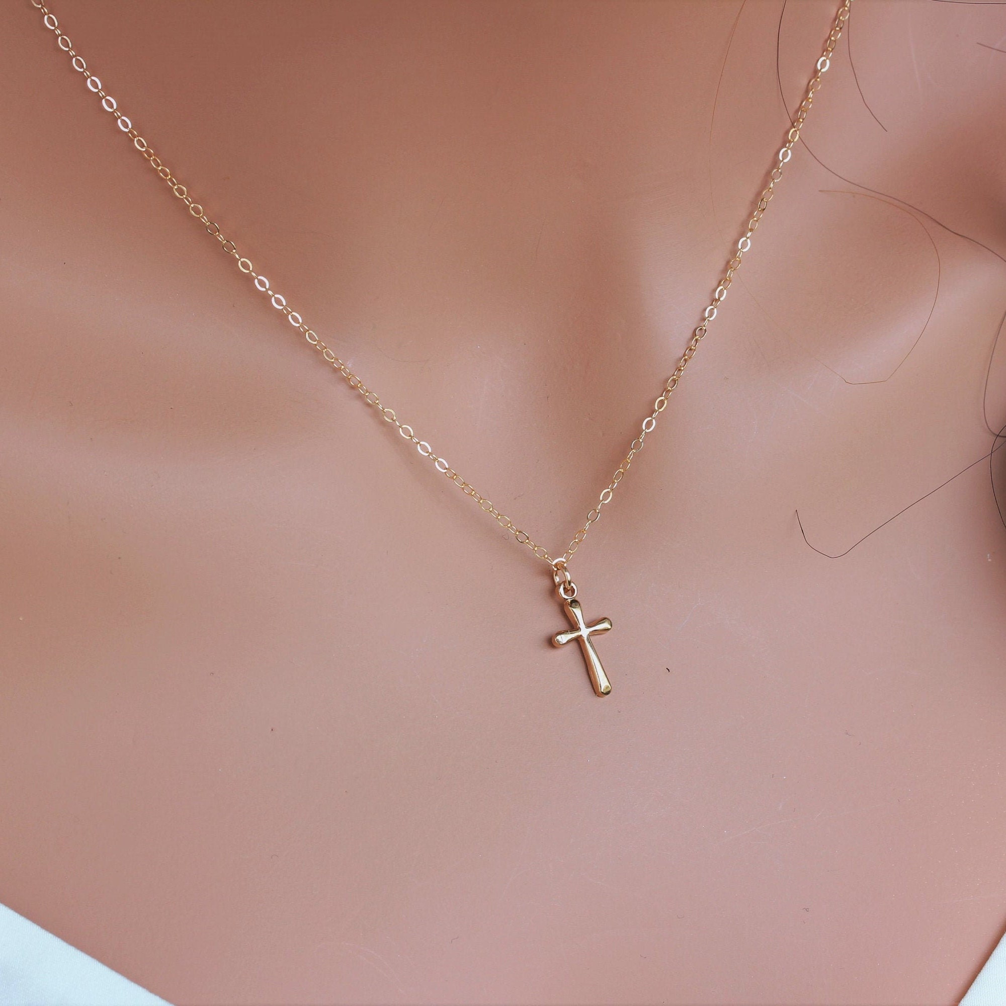 Gold cross necklace women Small Cross necklace for girls | Etsy