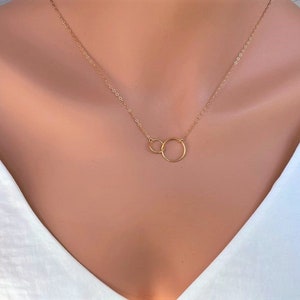 Mother Daughter Necklace: 14k Gold Fill Sterling Silver Double Circle