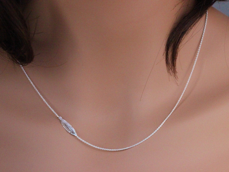 Feather Necklace Lucky Gift STERLING SILVER lucky feather jewelry Best Friend Gifts Long Distance Friendship Gift Girl weekend gift image 5