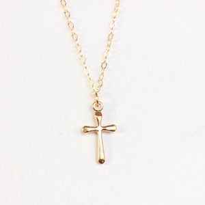 Dainty 14k Gold Filled Cross Necklace: Minimalist Christian Jewelry