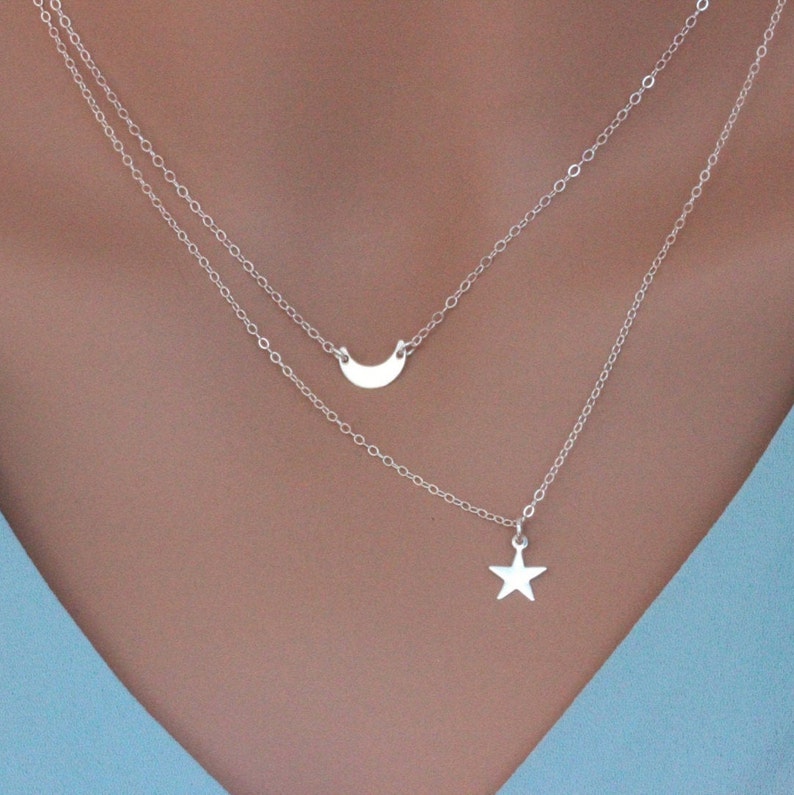 Moon Star Necklace Set Moon and Star Necklace Jewelry Star - Etsy