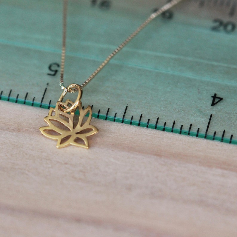 14k Gold Lotus Necklace, image 4