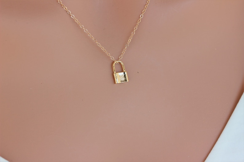 Gold Lock Necklace Padlock Necklace gold Layering Etsy