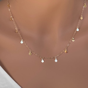 Tiny circle necklace in 14k gold fill - Nancy Botwin Weeds Necklace - Courtney Cox Cougar Town Necklace - Jules Cobb Necklace - Mimi Ikonn