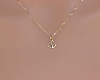 Tiny 14k gold anchor necklace, 14K solid Anchor pendant, Nautical Necklace, 14k Anchor Necklace, Delicate 14k Solid Gold, yellow gold charm