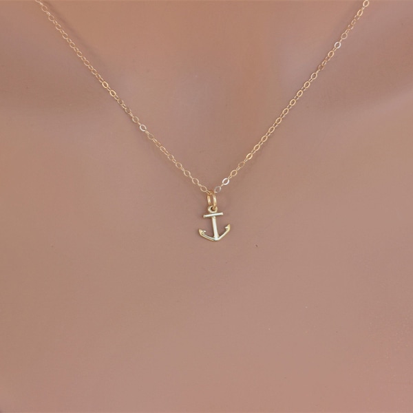 Tiny 14k gold anchor necklace, 14K solid Anchor pendant, Nautical Necklace, 14k Anchor Necklace, Delicate 14k Solid Gold, yellow gold charm