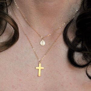 Virgin Mary Medallion & Cross Necklace Set of 2 Gold Filled Cross ...
