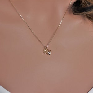 Mom Gifts, Mother jewelry, Mothers day Necklace, Mothers day gift for mom, Tiny Initial Disc 14k solid gold necklace, Gold Puff Heart, Gift