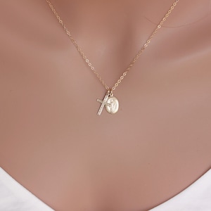 Cross Necklace women - Small Gold Virgin Mary Cross necklace -Religious Jewelry - Miraculous Medal Pendant Necklace - virgen de guadalupe