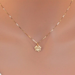 14k Solid Gold Lotus Necklace: Sister Birthday Gift