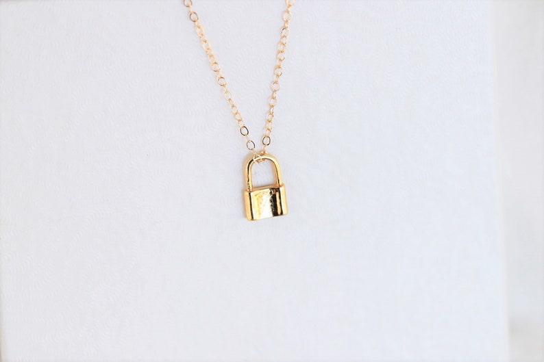 Gold Lock Necklace Padlock Necklace gold Layering Etsy