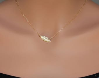 14k Gold Filled Feather Necklace: Adjustable Choker