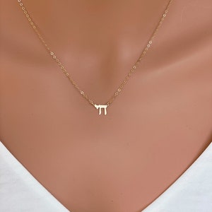 Tiny Chai Necklace, Bat Mitzvah Gift, Jewish Jewelry, Judaism Necklace, Hypoallergenic, Tiny Chai Charm Necklace, Gold Chai, Jewish Necklace