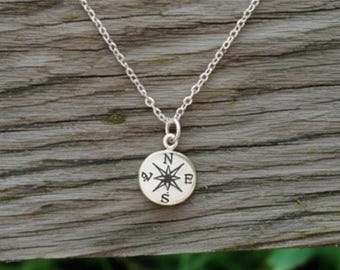 Sterling Silver Compass Necklace, Working Compass, Graduation Gift