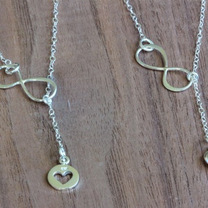 Christmas gift for Mom, Holiday gift for grandma, Generation Gifts, Sterling Silver Infinity Small heart, Necklace set for mom, Gift for Her
