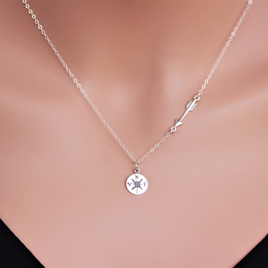 Sterling Silver Compass Necklace Graduation Gift for Her Etsy