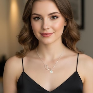 Collier éternité en argent sterling : cercles entrelacés, breloque initiale