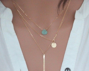 Layered Necklace - Layered Necklace Set - Celebrity Layered - Multi Layered Necklace - Gold triple layered necklace - Gold layered necklaces