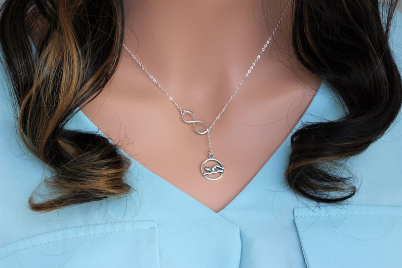 Swimmer Charm Necklace swimming necklace in Sterling Silver Swimming gifts Swimming gifts for girl Swimming necklace Swim team gift image 8