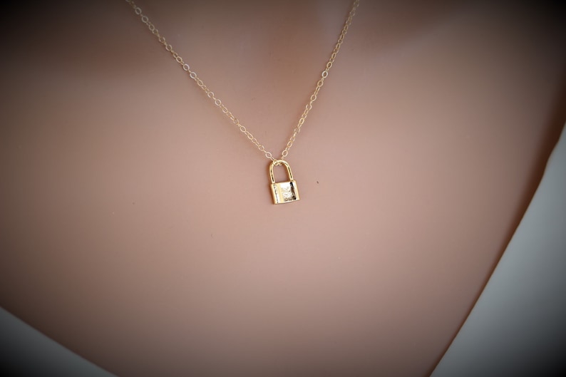 Gold Lock Necklace Padlock Necklace gold Layering Etsy