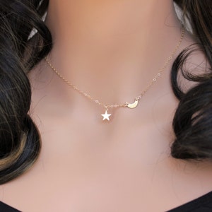 Moon Star necklace, Star Moon Necklace, Sterling Silver / Gold Fill, Bohemian Jewelry, Celestial Necklace, Dainty Necklace, Minimalist,