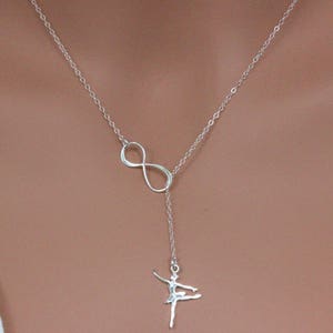 Ballerina dancer necklace in Sterling Silver Infinity Dancer Lariat Dancer Student Gift Ballerina Dancer gift Gift Graduation gift image 1