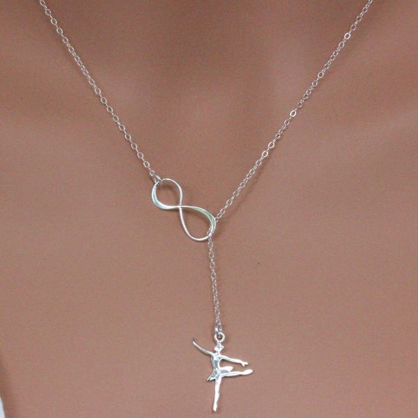 Ballerina dancer necklace in Sterling Silver - Infinity Dancer Lariat - Dancer Student Gift - Ballerina Dancer gift Gift - Graduation gift