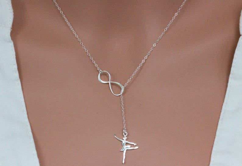 Ballerina dancer necklace in Sterling Silver Infinity Dancer Lariat Dancer Student Gift Ballerina Dancer gift Gift Graduation gift image 1