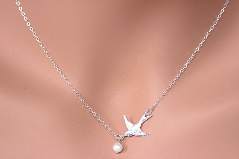 Holy Communion 14k Gold fillsterling silver First Communion Gift Goddaughter Gifts from Godmother Bird Necklace Confirmation Gifts