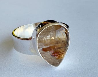 Rutile quartz Sterling Silver ring