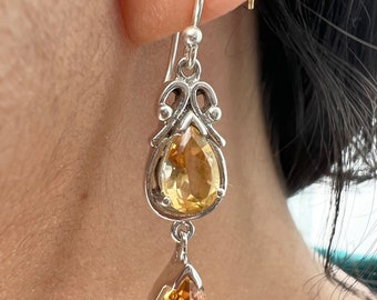 Citrine sterling silver earrings