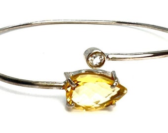 Citrine and white topaz Sterling silver bracelet