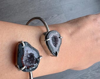 Baby geode  Sterling silver bracelet