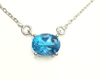 Blue topaz sterling silver pendant