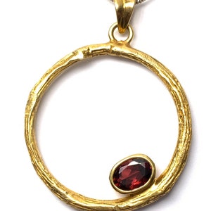 Garnet sterling silver pendant