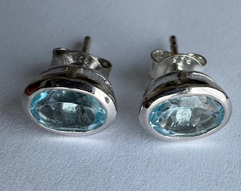Blue topaz Sterling silver earrings