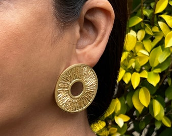 18 K Gold Plated Brass Earrings - Etsy