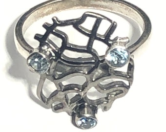 Blue topaz sterling silver ring