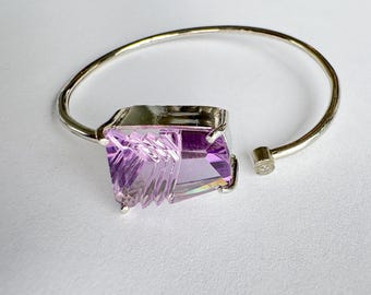 Amethyst and white topaz Sterling silver bracelet